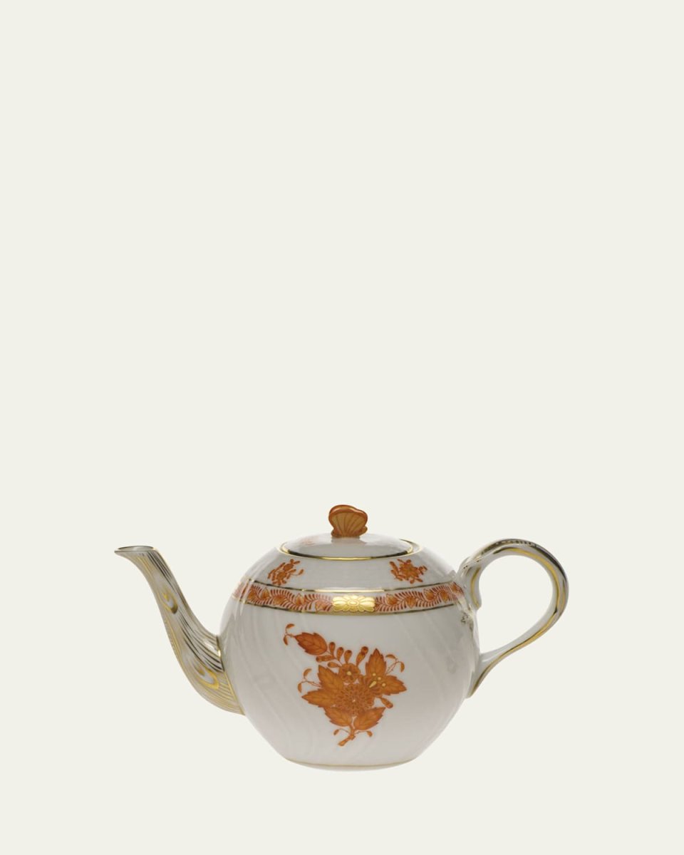 Chinese Bouquet Rust Teapot with Butterfly